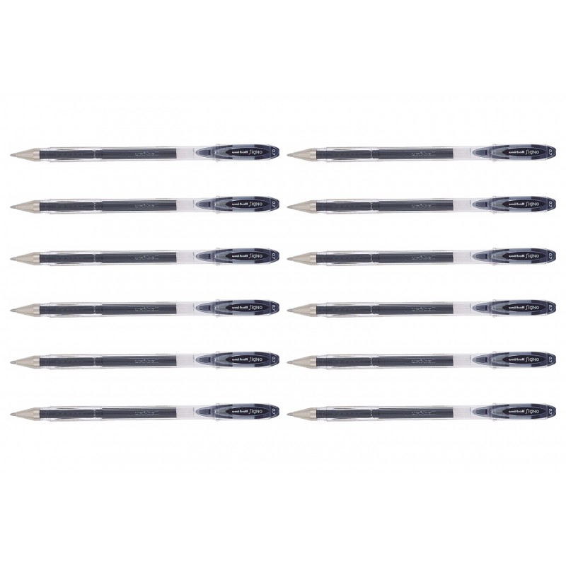 uni-ball Signo Gel Ink Pens Black 0.7 mm, Box of 12 uni-ball Signo Gel Ink Pens Black 0.7 mm, Box of 12