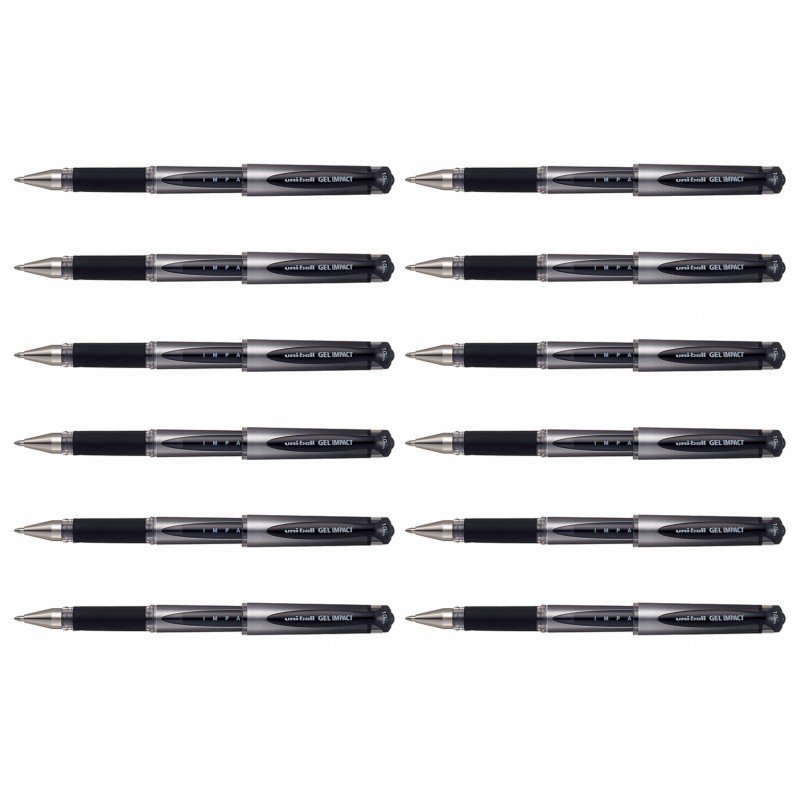 uni-ball Signo Impact Gel Ink Pens Black 1.0 mm, Box of 12 uni-ball Signo Impact Gel Ink Pens Black 1.0 mm, Box of 12