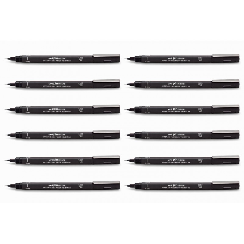 uni Pin Fineliners 0.05 mm Black, Box of 12 uni Pin Fineliners 0.05 mm Black, Box of 12