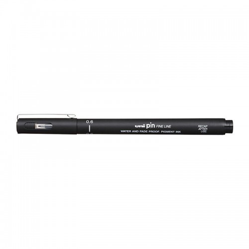 uni Pin Fineliner Pens 0.6 Black - Box of 12 uni Pin Fineliner Pens 0.6 Black - Box of 12