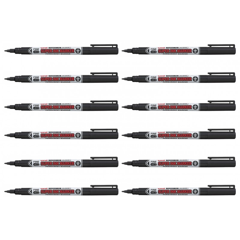 uni Super Ink Permanent Markers PNA-125 Black, Box of 12 uni Super Ink Permanent Markers PNA-125 Black, Box of 12