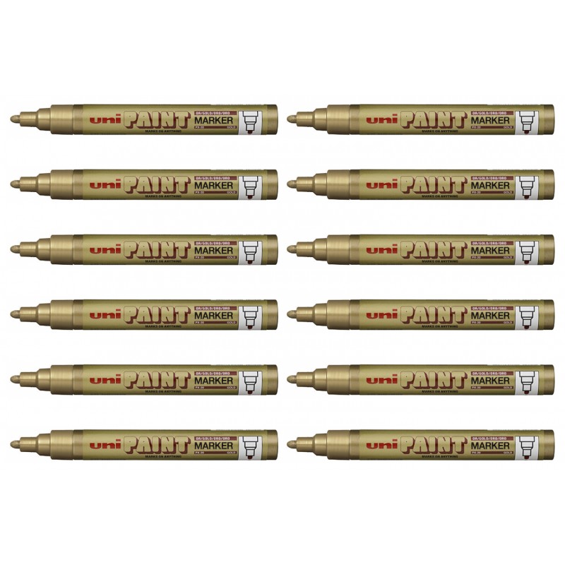 uni Paint Markers PX-20 Medium Bullet Tip Gold, Box of 12 uni Paint Markers PX-20 Medium Bullet Tip Gold, Box of 12