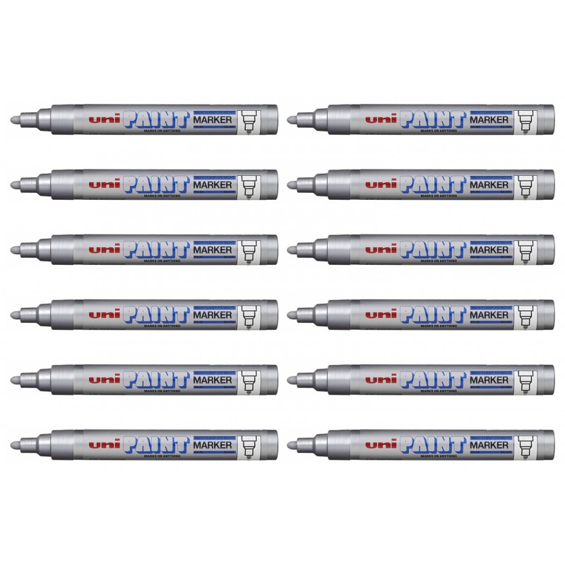 uni Paint Markers PX-20 Medium Bullet Tip Silver, Box of 12 uni Paint Markers PX-20 Medium Bullet Tip Silver, Box of 12