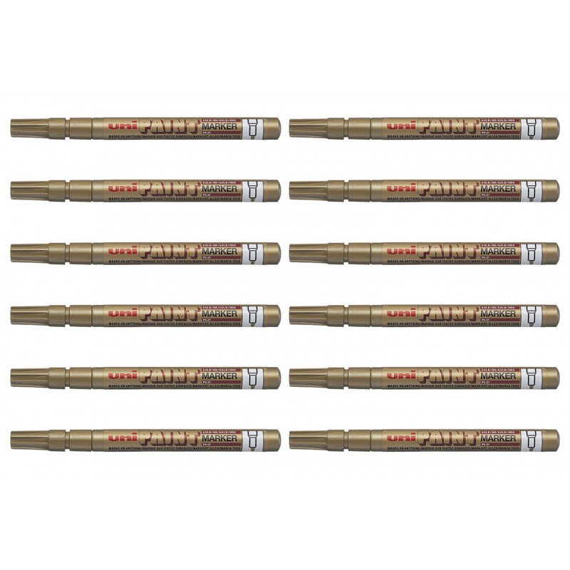 uni Paint Markers PX-21 Fine Bullet Tip Gold, Box of 12 uni Paint Markers PX-21 Fine Bullet Tip Gold, Box of 12