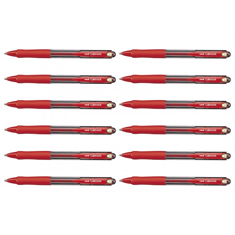 uni Laknock Retractable Ballpoint Pens 1.4 mm Red, Box of 12 uni Laknock Retractable Ballpoint Pens 1.4 mm Red, Box of 12