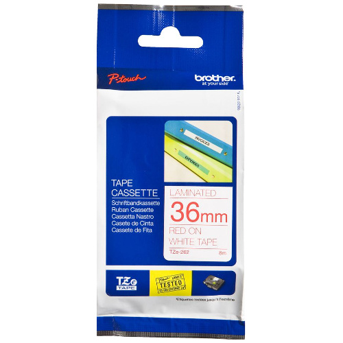Brother TZe-262 Red on White Tape - 36mm x 8m