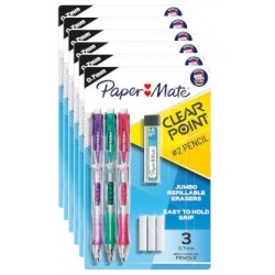Paper Mate Clearpoint Mechanical Pencil Assorted Colours - Pack of 3 - Box of 6