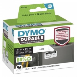 3 Pack DYMO 1933084 Black on White Durable LabelWriter Label Roll - 57mm x 32mm, 800 Labels