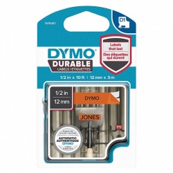 2 Pack DYMO 1978367 Black on Orange Durable D1 Industrial Label Tape - 12mm x 3m