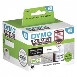 2 Pack DYMO 2112284 LabelWriter Durable Multi Purpose Label Rolls New Packaging - Black on White - 19mm x 64mm, 450 Labels per Roll, 2 Rolls