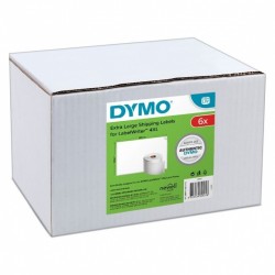 2 Pack DYMO 2128307 Black on White Extra Large Shipping Label Roll - 104mm x 159mm Label, 220 per Roll, 6 Rolls