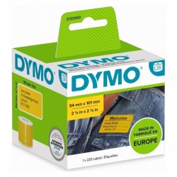 2 Pack DYMO 2133400 Black on Yellow Label Roll - 54mm x 101mm, 220 Labels