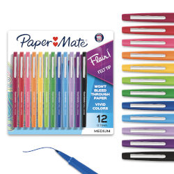 Paper Mate Flair Medium Felt Tip Pens - Fashion Assorted Colours - Pack of 12 - Bag of 6