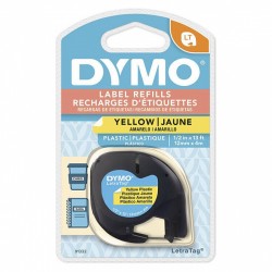 2 Pack DYMO 91332 Black on Yellow LetraTag Plastic Label Tape - 12mm x 4m, 1 Roll