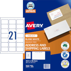 Avery Quick Peel Address Labels - 63.5 x 38.1mm 21UP - 525 Labels - Pack of 25