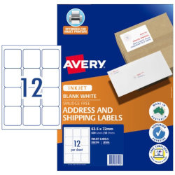 Avery Quick Peel Address Labels with Sure Feed - 63.5 x 72 mm - 12UP - Pack of 50