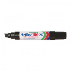Artline 100 Permanent Marker 12mm Chisel Tip Black - Box of 6