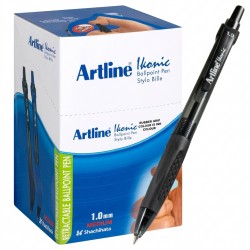 Artline Ikonic 8410 Ballpoint Pen Retractable Grip Black - Box of 50