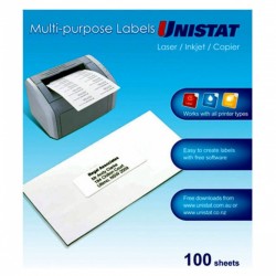 Unistat Laser InkJet Printer Label 65Up 38 x 21.2 - Box of 100