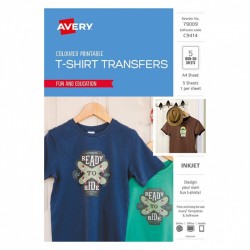 Avery Dark Coloured T-Shirt Transfer - 210 x 297 mm 1UP - 5 Labels - 5 Sheets