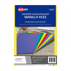 Avery Foolscap Manilla Folders Assorted Colour - Pack of 10