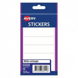 Avery White Rectangle Stickers - 76 x 19 mm - 30 Labels