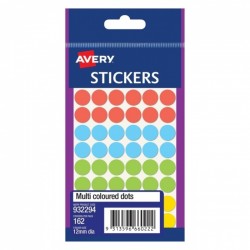 Avery Assorted Dot Stickers - 12 mm - 162 Labels
