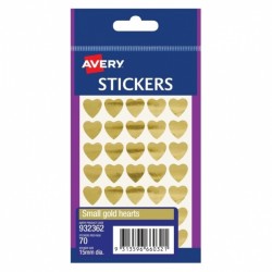 Avery Gold Hearts Stickers - 15 mm - 70 Labels