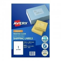 Avery InkJet Frosted Clear Shipping Label J8567 1UP - Pack of 25 - Box of 5