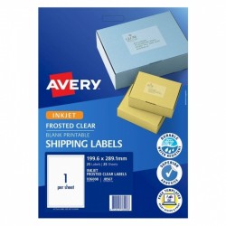 Avery InkJet Frosted Clear Shipping Label J8567 1UP - Pack of 25 - Box of 5