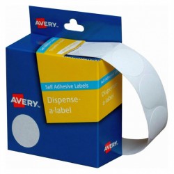 Avery White Dispenser Dot Stickers - 24 mm - 550 Labels - 1 Roll
