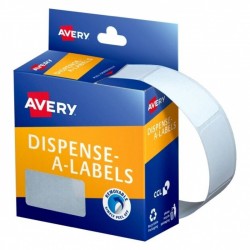 Avery White Rectangle Dispenser Stickers - 38 x 24 mm - 380 Labels - 1 Roll