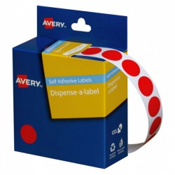 Avery Red Dispenser Dot Stickers - 14 mm - 1050 Labels - 1 Roll