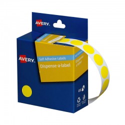 Avery Yellow Dispenser Dot Stickers - 14 mm - 1050 Labels - 1 Roll