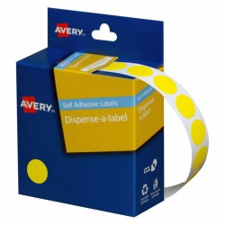 Avery Yellow Dispenser Dot Stickers - 14 mm - 1050 Labels - 1 Roll