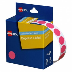Avery Pink Dispenser Dot Stickers - 14 mm - 1050 Labels - 1 Roll