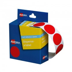 Avery Red Dispenser Dot Stickers - 24 mm - 500 Labels - 1 Roll