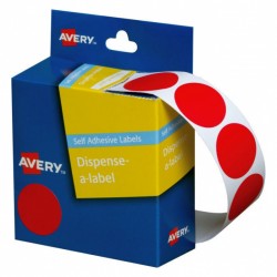 Avery Red Dispenser Dot Stickers - 24 mm - 500 Labels - 1 Roll