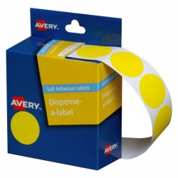Avery Yellow Dispenser Dot Stickers - 24 mm - 500 Labels - 1 Roll