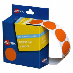Avery Orange Dispenser Dot Stickers - 24 mm - 500 Labels - 1 Roll