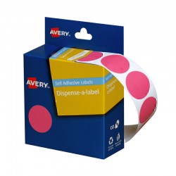 Avery Pink Dispenser Dot Stickers - 24 mm - 500 Labels - 1 Roll