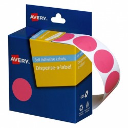 Avery Pink Dispenser Dot Stickers - 24 mm - 500 Labels - 1 Roll