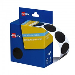 Avery Black Dispenser Dot Stickers - 24 mm - 500 Labels - 1 Roll