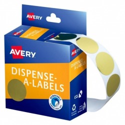 Avery Gold Dispenser Dot Stickers - 24 mm - 250 Labels - 1 Roll