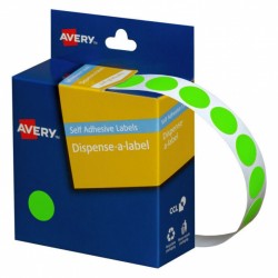 Avery Fluoro Green Dispenser Dot Stickers - 14 mm - 700 Labels - 1 Roll
