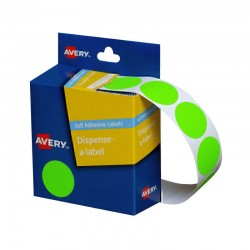 Avery Fluoro Green Dispenser Dot Stickers - 24 mm - 350 Labels - 1 Roll