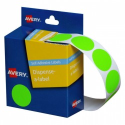 Avery Fluoro Green Dispenser Dot Stickers - 24 mm - 350 Labels - 1 Roll