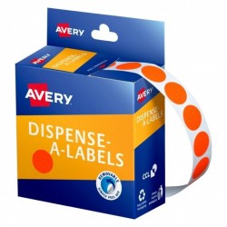 Avery Fluoro Red Dispenser Dot Stickers - 14 mm - 700 Labels - 1 Roll