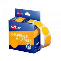 Avery Fluoro Orange Dispenser Dot Stickers - 24mm - 1750 Labels - Pack of 350 - Box of 5