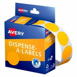 Avery Fluoro Orange Dispenser Dot Stickers - 24mm - 1750 Labels - Pack of 350 - Box of 5